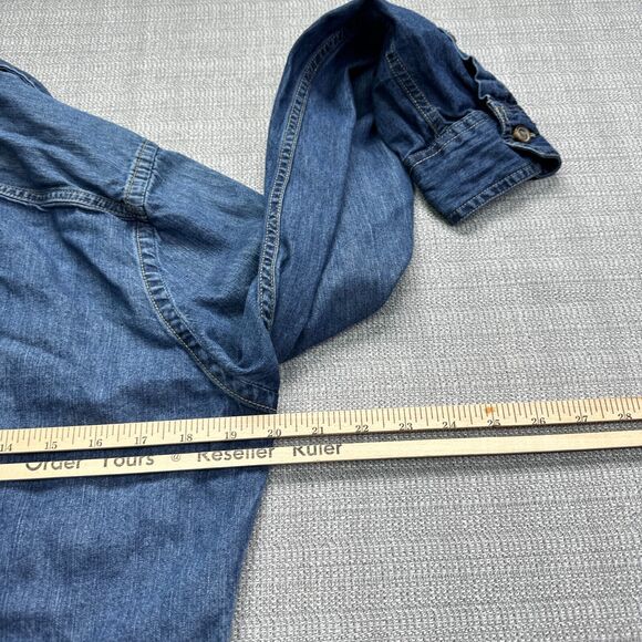 Hollister Denim Shirt‎ Mens Small Y2K Blue Western Cowboy Button Up - Picture 6 of 8